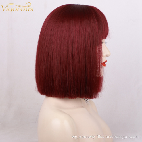 Vigorous Fashion Woman Wigs Brown Black Bug Wig Bob Short Synthetic Wig Colours Natural With bang Heat-resistant Soft Hair Bob